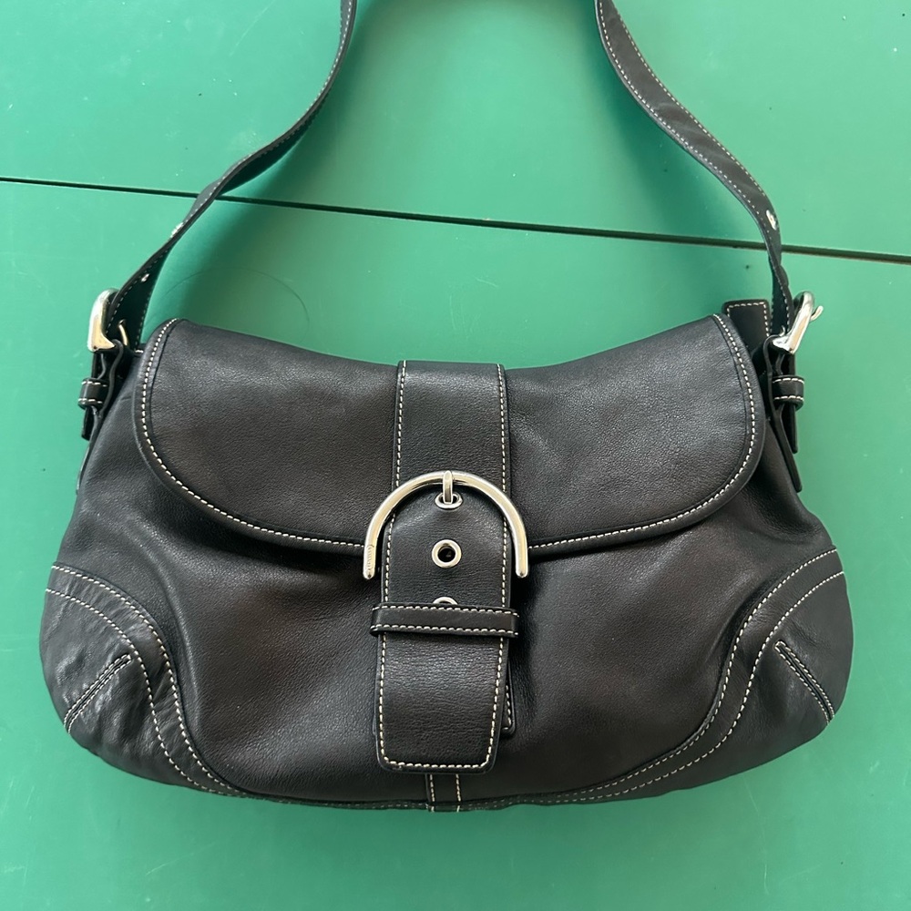 Coach SoHo Flap Black Leather Shoulder Bag #9248